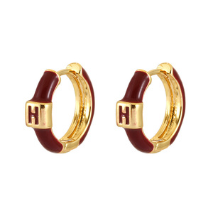 Boucles d'oreilles clous lettre H plaquées or en alliage, bijoux tendance pour femme - Product Image 5