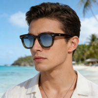 Lunettes de soleil polarisées carrées en acétate avec logo personnalisé, protection UV400, pour hommes et femmes, vente en gros, OEM ODM