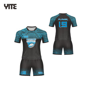 Jersey Rugby Keluaran Baru 2022 Seragam Rugby Desain Suku Hijau dan Hitam Kustom Sublimasi - Product Image 2