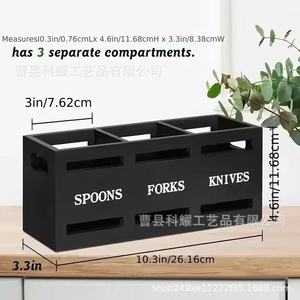 Wooden <b>Kitchen</b> Cutlery <b>Box</b> With Compartments For Chopsticks Spoon <b>Storage</b> Desktop Organizer Rectangle Standing Type - Product Image 5