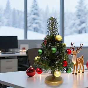 Decoración de Mesa, Mini Árbol de Navidad Verde de 32 cm, Artificial, de PVC, sin Luces, con Adornos de Bolas, para Hogar, Oficina, Fiesta - Product Image 3