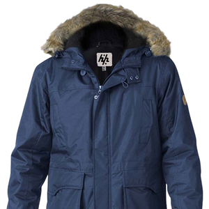 Parka d'hiver décontractée pour homme, grande taille, en polyester matelassé délavé avec garniture en fausse fourrure de mouton, coupe-vent, à col montant et capuche, fermeture éclair amovible - Product Image 1