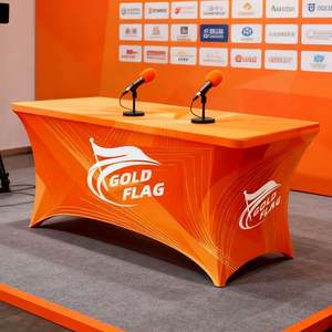 Elastic Spandex Traditional Portable <b>Table</b> Covers Custom <b>6ft</b> Digital Printing Trade Show Events High Quality Thick Fabric Model - Product Image 3