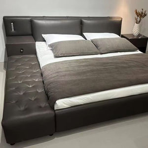 High Quality Modern Luxury L-Shaped <b>Bed</b> <b>Frame</b> Leather Upholstered <b>Platform</b> <b>Bed</b> for Master Bedroom - Product Image 2