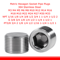 1/16-1-1/2 pouces filetage externe 304SS boulon embout bouchon mesure métrique douille à tête Allen intérieur hexagone bouchon pour NPT/PT