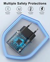 Chargeur mural électrique USB-C double port 25W avec prise EU pour voyage en Europe
