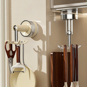 Suction Cup Kitchen Six-Claw Hook Rotating Wall-Mounted Storage Rack For Pots Spatulas Spoons Utensils - Product Image 1
