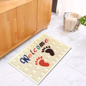 Alfombra de bienvenida con diseño de huellas, rectangular, antideslizante, para sala de estar, dormitorio, baño, entrada, alfombra de suelo con bucles de seda estampados - Product Image 1