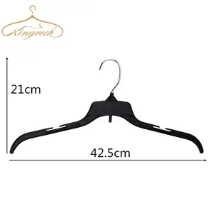 Wholesale 16.7 Inch 9D484 Fashion Thin Adult Coat Plastic Hangers For Clothes Black Custom Color