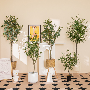 Plantes artificielles <span class=keywords><strong>en</strong></span> plastique de 85 cm/125 cm/170 cm de hauteur, plantes <span class=keywords><strong>en</strong></span> <span class=keywords><strong>pot</strong></span> artificielles, arbre à feuilles d'olivier - Product Image 1