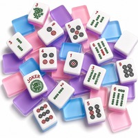 Tuiles de Mahjong Américain en Acrylique Transparent Couleur Gelée – Ensemble de 166 Tuiles Gravées au Laser à Coins Arrondis