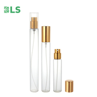 Flacon de parfum de luxe en verre transparent rond de 10 ml avec couvercle doré, atomiseur portable de voyage personnalisé OEM en gros pour échantillon de parfum