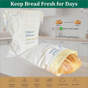 Bolsas <span class=keywords><strong>de</strong></span> Pan Reutilizables <span class=keywords><strong>de</strong></span> Cera <span class=keywords><strong>de</strong></span> Abeja para Pan Madre y Pan Casero, Paquete <span class=keywords><strong>de</strong></span> 2, Extra Grandes, <span class=keywords><strong>de</strong></span> Algodón, con Asa <span class=keywords><strong>de</strong></span> Hebilla, Libres <span class=keywords><strong>de</strong></span> Plástico - Product Image 6