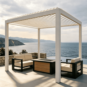 Pérgola Bioclimática Motorizada con Revestimiento Impermeable y Antioxidante de Aluminio, con Iluminación LED, <span class=keywords><strong>para</strong></span> Villas y Resorts con Vista al Océano - Product Image 1