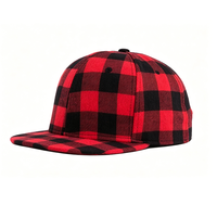 Gorra Snapback de Lona a Cuadros Rojos y Negros, Unisex, Estilo Leñador, para Deportes al Aire Libre