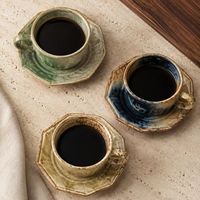 Ensemble tasse et soucoupe en céramique artisanale 250 ml, glaçure réactive, tasse à café sans plomb, écologique, compatible micro-ondes et lave-vaisselle, personnalisable