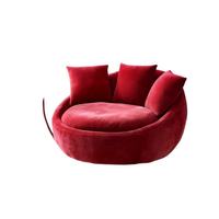 Fauteuil double style crème, design moderne, chaise de loisirs ronde populaire, chaise de salon en tissu doux avec table d'appoint