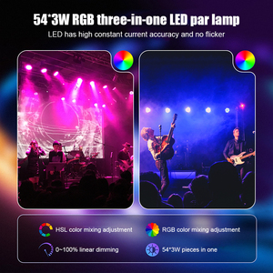 Vente flash, prix d'usine, projecteurs LED PAR RGB 54x3W, DMX512, lavage, IP20, 3200K-7800K, concert, mariage, fête, club, bar, événements, <span class=keywords><strong>disco</strong></span> - Product Image 3