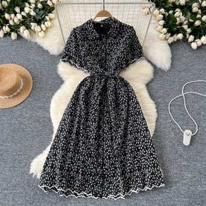 Vestidos Camiseros Casuales Franceses <span class=keywords><strong>con</strong></span> Mangas Abullonadas Bordadas y Cintura Ajustada - Product Image 5