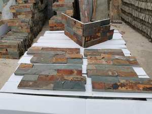 Panneau mural extérieur en pierre de culture ardoise rouillée naturelle Carreaux d'ardoise extérieure carrée avec résistance antiacide à l'érosion 1 vendu - Product Image 3