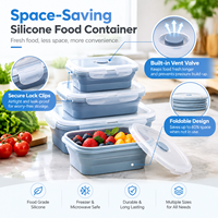 Ensemble de boîtes à lunch pliables en silicone de qualité alimentaire, compatibles micro-ondes, étanches, réutilisables, pour la préparation des repas, sans BPA, personnalisables