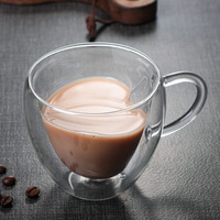 150Ml 5Oz Dubbelwandige Glazen Aangepaste Logo Hartvormige Koffie Melk Zwarte Thee Mok Warmte Koude Weerstand Valentijnsdag