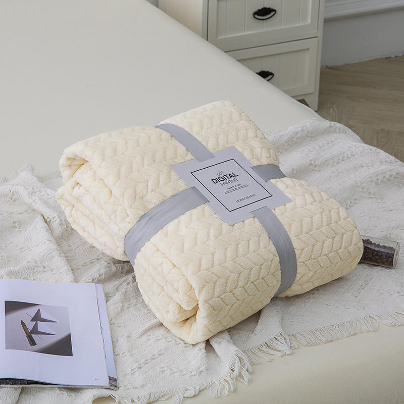 ผ้าห่มข้าวสาลีสีเบจ