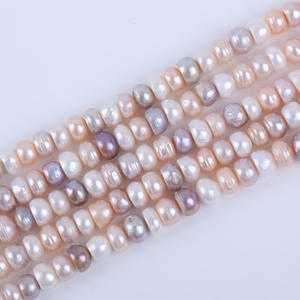 Collier de perles d'eau douce naturelles en gros de Zhuji, perles plates blanches de 9-10 mm, semi-finies, accessoires de bijoux DIY - Product Image 3