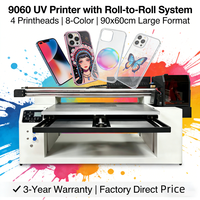 Impresora UV DTF Híbrida 9060 con Cabezal de Impresión XP600, Tinta de Rollo a Rollo para Acrílico, Metal, Vidrio y Carcasas de Teléfono