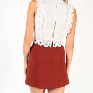 Ropa informal personalizada para mujer, Top bordado de ganchillo a la moda coreana, blanco - Product Image 3