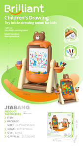 Papan gambar magnetik anak-anak, mainan blok bangunan meja menggambar bayi grafiti 2 in 1 geometris untuk balita - Product Image 4