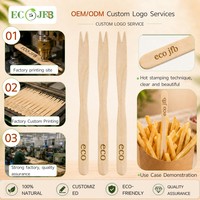 Lot de 50 fourchettes jetables en bois écologiques de 3,5 pouces, à deux dents, en bois de bouleau, pour frites, desserts, fruits et collations, pour boulangeries et supermarchés