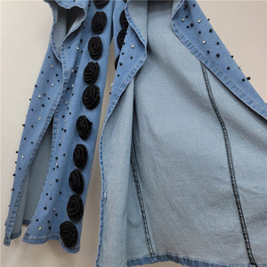 Nouveau pantalon en jean large à lacets, fait main, avec fleurs 3D, pour femme, tendance - Product Image 4