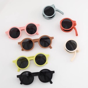 Children Foldable Round <b>Sunglasses</b> UV400 Sun Protection With <b>Case</b> Unisex - Product Image 3