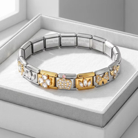 Gelang pesona Italia berbahan zirkonia, desain mahkota laba-laba trendi, sayap malaikat, hati, cocok untuk rantai 9mm, terbuat dari baja tahan karat, untuk pembuatan perhiasan DIY.
