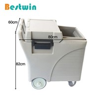 Chariot de rangement pour glaçons Bestwins, capacité 125 litres, en plastique PE isolé, couvercle coulissant, couleurs et logo personnalisables, pour extérieur