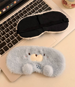 Masque de sommeil personnalisé de haute qualité 2026, motif animal de <span class=keywords><strong>dessin</strong></span> animé en peluche et satin, pour voyage - Product Image 2