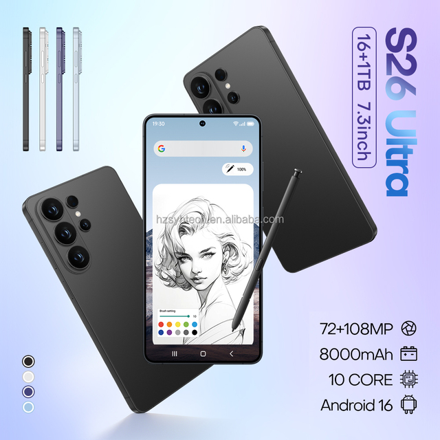 2026 New S26 Ultra Global Version 7.3 Inch 5G Smartphone Wireless Charge Multi-language Dual SIM Unlocked Android Cell Phone