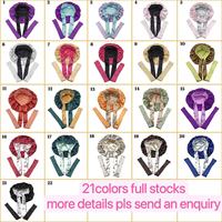 Bonnets de nuit pour cheveux longs avec logo personnalisé et foulards en satin pour cheveux, grand bonnet en soie de designer avec écharpe à nouer