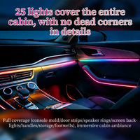 Kit d'éclairage d'ambiance intérieur de voiture à 25 LED compatible avec Hongqi H6 2023-2025 12V, synchronisation musicale dynamique, console centrale, sans perçage