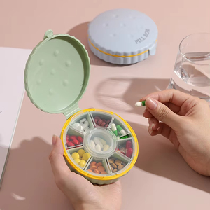 Wholesale Medibox Custom Logo 7-Day Round Pill Organizer PP <b>Material</b> Medicine Tablet <b>Box</b> with Insect - Product Image 1