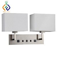 Lampu Dinding Hotel Interior Lampu Linen Hardboard untuk Meja Samping Tempat Tidur Lampu Dinding untuk Kamar Tamu