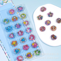 Pegatinas Epoxi en Relieve de Anime Kawaii, Paquete de Pegatinas 3D con Lentejuelas Holográficas en Forma de Corazón, Flor y Redondas para Regalo