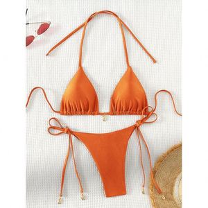 Wholesale Solid Color Bandage Bikini Fashionable Shell <strong>Swimsuit</strong> Sexy Thong Bikini <strong>for</strong> <strong>Women</strong> - Product Image 4