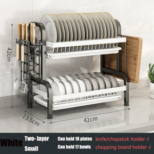 Estante para platos de <span class=keywords><strong>2</strong></span>/3 niveles con bandeja, soporte para tabla de cortar de drenaje, estante para platos para mostrador de cocina, organizador de almacenamiento - Product Image 6