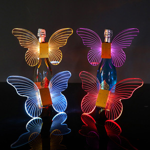 LED Butterfly Champagne Bottle Decor Glow Stick Acrylic Novelty Bar Party Prop - Product Image 1
