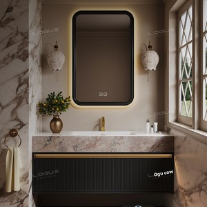 Meuble de salle de bain en chêne de style vintage français, combinaison armoire-lavabo, lavabo, <span class=keywords><strong>miroir</strong></span> intelligent moderne de luxe léger - Product Image 3