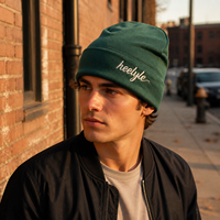 Bonnet tricoté avec doublure intérieure en soie et satin, idéal pour le sport, course à pied, avec logo brodé personnalisé, bonnet de football uni