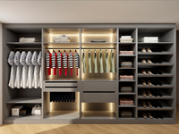 Armoire moderne en bois avec éclairage LED et commode, meubles de chambre à coucher pour appartement