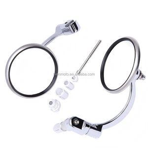 Rétroviseurs latéraux universels pour guidon de moto, scooter, vélo, style vintage, avec tige courbée, forme ronde brillante, pour motard - Product Image 3